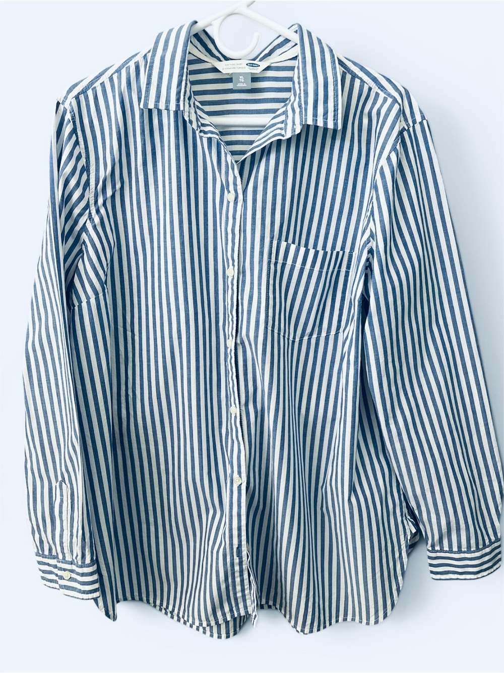 Old Navy The Tunic Blue and White Striped Long Sleeve Button Down Size XL